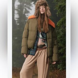 NEW Urban Outfitters Duckie Faux Shearling Puffer fall winter coat women Sz S